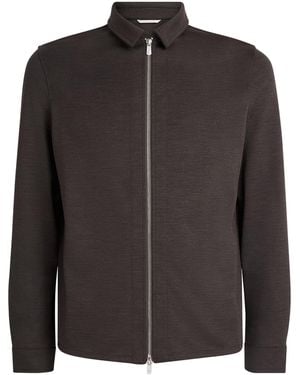 Marco Pescarolo Wool-Cashmere-Blend Zip-Up Overshirt - Black