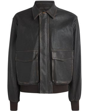LE17SEPTEMBRE Leather Bomber Jacket - Black