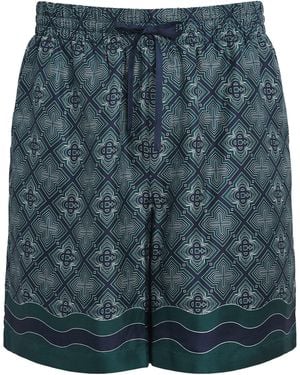 CASABLANCA Silk Radiating Monogram Shorts - Blue