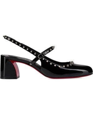 Christian Louboutin Jani Spikes Patent Leather Slingback Pumps 55 - Black