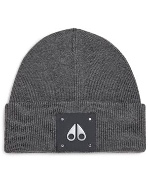 Moose Knuckles Wool Logo Beanie - Gray