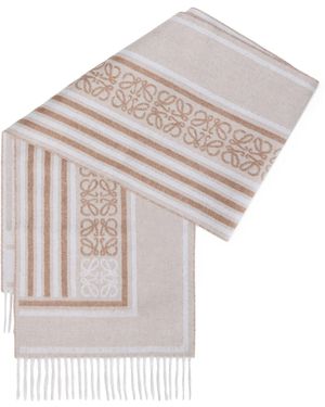 Loewe Wool-Cashmere Anagram Scarf - White