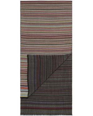Paul Smith Wool-Silk Signature Stripe Scarf - Brown