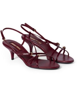 Miu Miu Patent Leather Heeled Sandals 55 - Purple