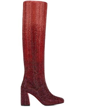 Christian Louboutin Janitta Leather Embellished Knee-High Boots 85 - Red