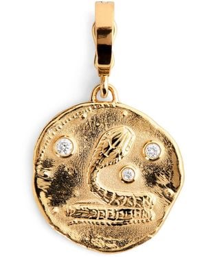 Azlee Small And Diamond Snake Coin Charm - Metallic