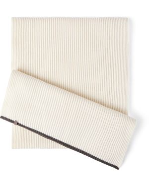 Brunello Cucinelli Cashmere Ribbed Monili-Detail Scarf - Natural