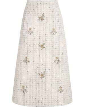 Huishan Zhang Tweed Evelina Midi Skirt - White