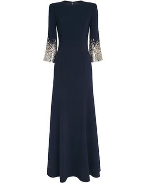 Jenny Packham Embellished-Cuff Anita Maxi Dress - Blue