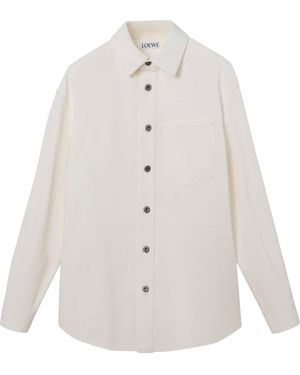 Loewe Denim Anagram-Patch Overshirt - White