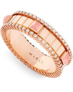Marli New York Diamond And Quartzite Life Spinning Ring - Pink