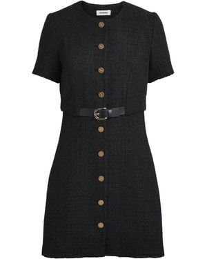 Sandro Tweed Belted Mini Dress - Black