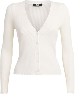 PAIGE Knitted V-Neck Crimson Cardigan - White