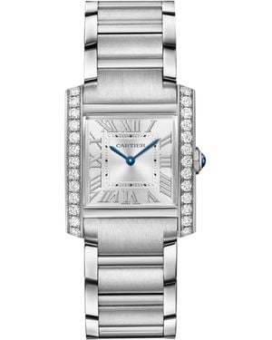 Cartier Medium Stainless Steel And Diamond Tank Française Watch - Grey
