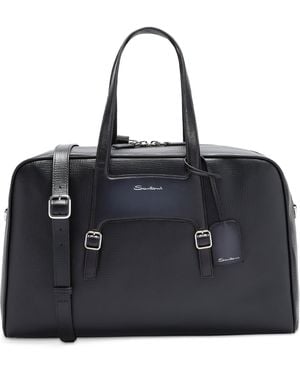 Santoni Leather Weekend Bag - Black