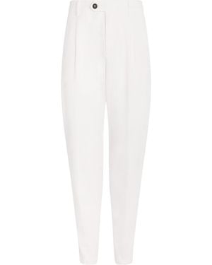 Eleventy Stretch-Cotton Relaxed Pants - White