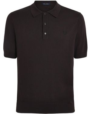 Fred Perry Cotton Knitted Polo Shirt - Black