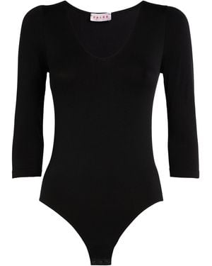FALKE Cropped-Sleeve V-Neck Bodysuit - Black