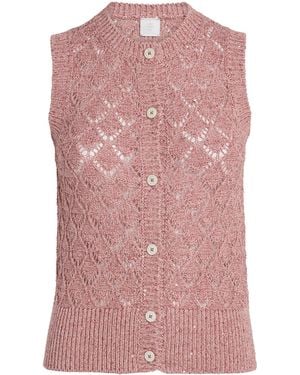 Eleventy Cotton-Linen-Blend Sequinned Cardigan - Pink
