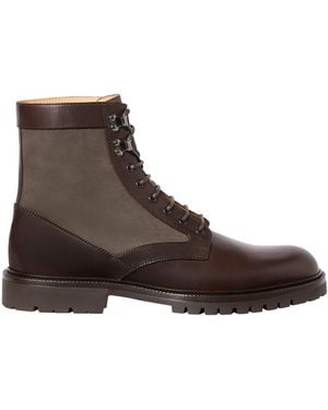 Brunello Cucinelli Leather Lace-Up Ankle Boots - Brown