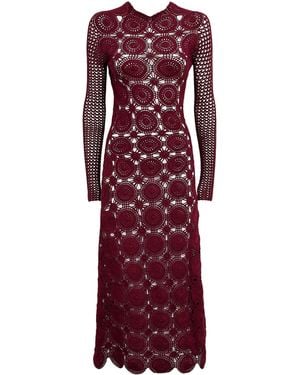 Escvdo Crochet Siula Midi Dress - Red