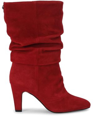 Kurt Geiger Suede Barb Slouch Boots - Red