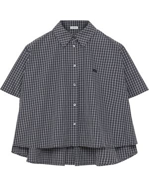 Loewe Check Trapeze Short-Sleeve Shirt - Grey