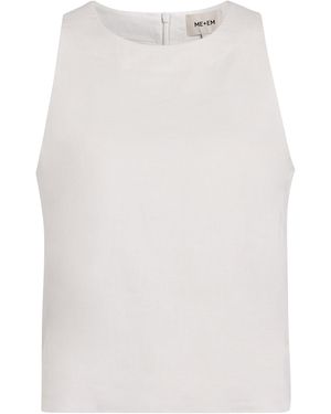 ME+EM Linen-Blend Creaseless Shell Top - White