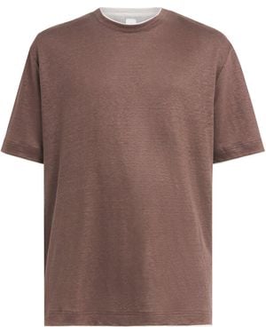 Eleventy Linen Layered T-Shirt - Brown