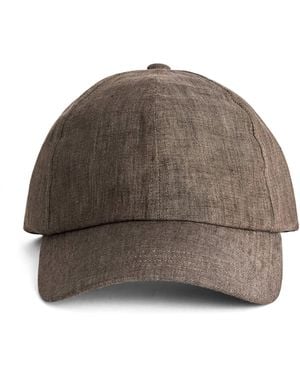 Sunspel Linen Cap - Brown