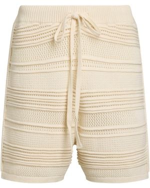 Commas Cotton-Blend Crochet Shorts - Natural