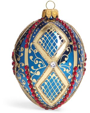 Harrods Crystal-Embellished Egg Bauble - Blue