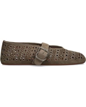 Alaïa Suede Vienne Ballet Flats - Brown