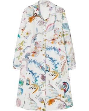 Marina Rinaldi Cotton Printed Midi Shirt Dress - White