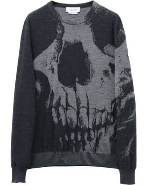 McQueen Wool Skull Sweater - Black
