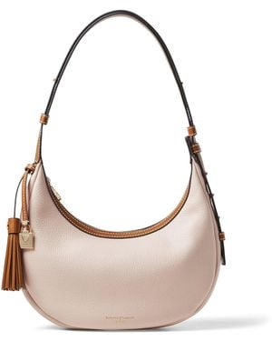 Aspinal of London Small Leather Soho Crescent Shoulder Bag - Natural
