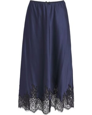 PAIGE Satin Kelso Midi Skirt - Blue