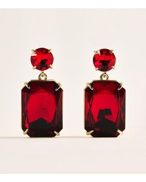 Carolina Herrera Crystal Riviere Drop Earrings - Red