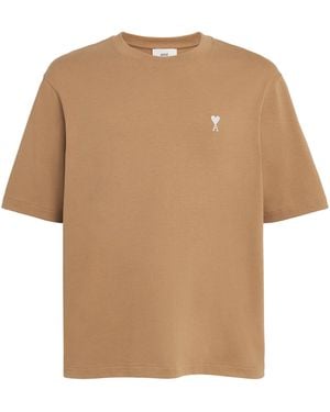 Ami Paris Cotton Ami De Coeur T-Shirt - Natural