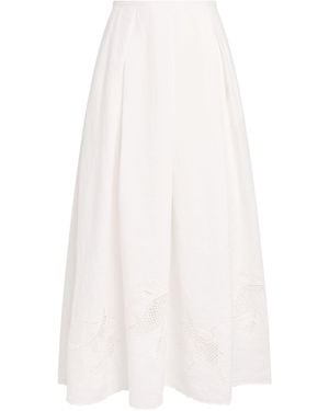 Lafayette 148 New York Organic Linen Broderie Anglaise Maxi Skirt - White