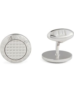 dunhill Sterling Ad Coin Hobnail Cufflinks - White