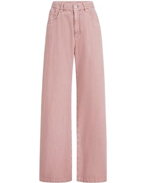 Brunello Cucinelli Cotton-Linen Garment-Dyed Pants - Pink