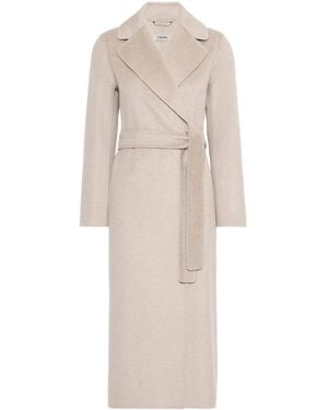 Max Mara Virgin Wool-Cashmere Belted Coat - Natural