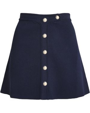 Sandro Rib-Knit Mini Skirt - Blue