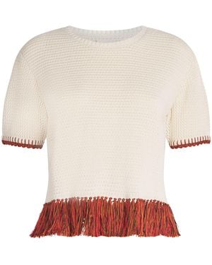Escvdo Crochet Fringe Amada T-Shirt - White