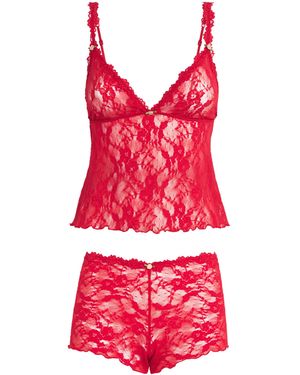 Skims Stretch Lace Triangle Camisole And Shorts Set - Red