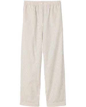 Miu Miu Cotton Stripe Wide-Leg Trousers - White