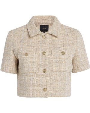 Maje Tweed Cropped Jacket - Natural