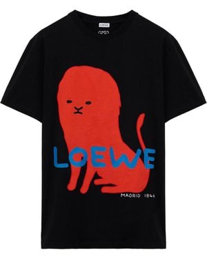Loewe Cotton-Blend Printed T-Shirt - Black