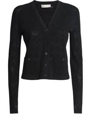 Tory Burch Monogram Lacehole Cardigan - Black